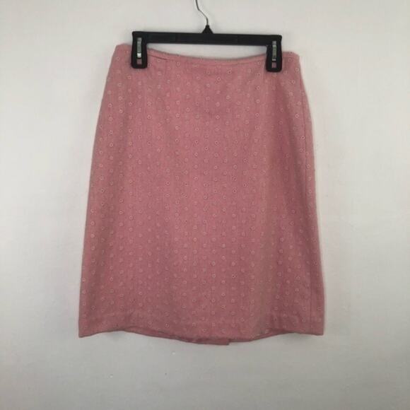 Lilly Pulitzer Pink Embroidered Floral Wool Skirt Size 8